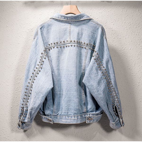 women's denim jacket streetwear loose oversize coat ripped studded rivet jeans jackets holes casual outerwear plus size xl-5xl 201106, Black;brown
women's denim jacket streetwear loose oversize coat ripped studded rivet jeans jackets holes casual outerwear plus size xl-5xl 201106, Black;brown