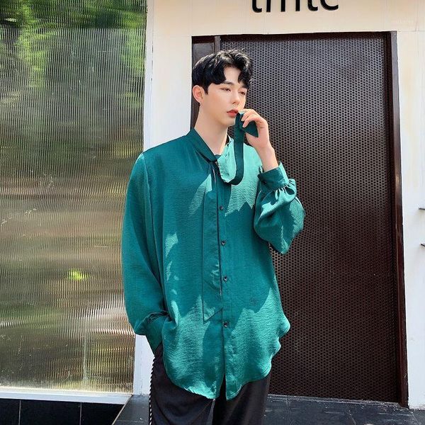ewq / men's wear summer thin style personalized tie collar design green long sleeve shirt oversize loose vintage 9y29501, White;black
ewq / men's wear summer thin style personalized tie collar design green long sleeve shirt oversize loose vintage 9y29501, White;black