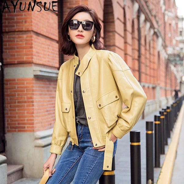 women's leather & faux ayunsue genuine jacket women yellow real sheepskin coat female korean clothes coats and jackets 2021, Black
women's leather & faux ayunsue genuine jacket women yellow real sheepskin coat female korean clothes coats and jackets 2021, Black
