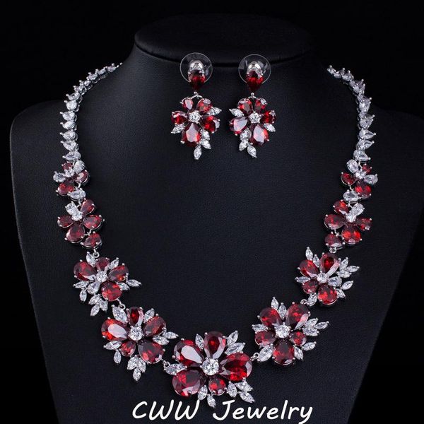 cwwzircons 2020 new fashion bridal wedding accessories white gold color red cubic zirconia crystal jewelry sets for brides t154, Silver
cwwzircons 2020 new fashion bridal wedding accessories white gold color red cubic zirconia crystal jewelry sets for brides t154, Silver