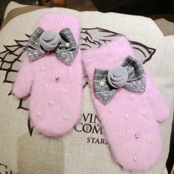 five fingers gloves peal imitation winter women bow knot thicken fur blended female mittens floral without agl252, Blue;gray
five fingers gloves peal imitation winter women bow knot thicken fur blended female mittens floral without agl252, Blue;gray