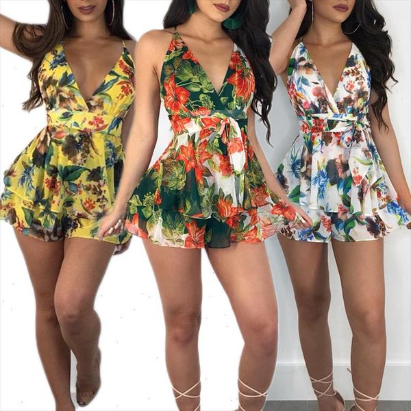 trendy summer women clothes sleeveless floral print v neck playsuit ladies backless polyester romper one pieces backless ruffle, Black;white
trendy summer women clothes sleeveless floral print v neck playsuit ladies backless polyester romper one pieces backless ruffle, Black;white