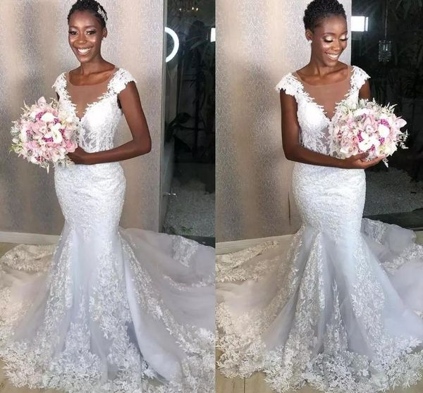 gorgeous mermaid wedding dress african women cap short sleeve lace appliques bridal gowns sheer neck customsize fashion wedding dress p10, White
gorgeous mermaid wedding dress african women cap short sleeve lace appliques bridal gowns sheer neck customsize fashion wedding dress p10, White