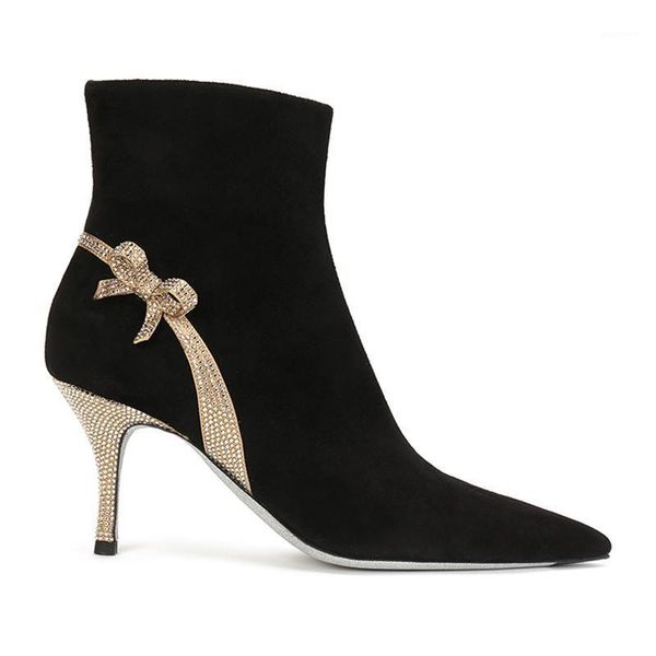 winter ankle boots women black flock high heels shoes women pointed toe zip slip-on boots rhinestone bow botas de mujer1
winter ankle boots women black flock high heels shoes women pointed toe zip slip-on boots rhinestone bow botas de mujer1