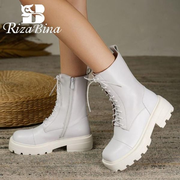rizabina real leather women short boots cross strap zipper shoes round toe warm boots women fashion party footwear size 33-40, Black
rizabina real leather women short boots cross strap zipper shoes round toe warm boots women fashion party footwear size 33-40, Black