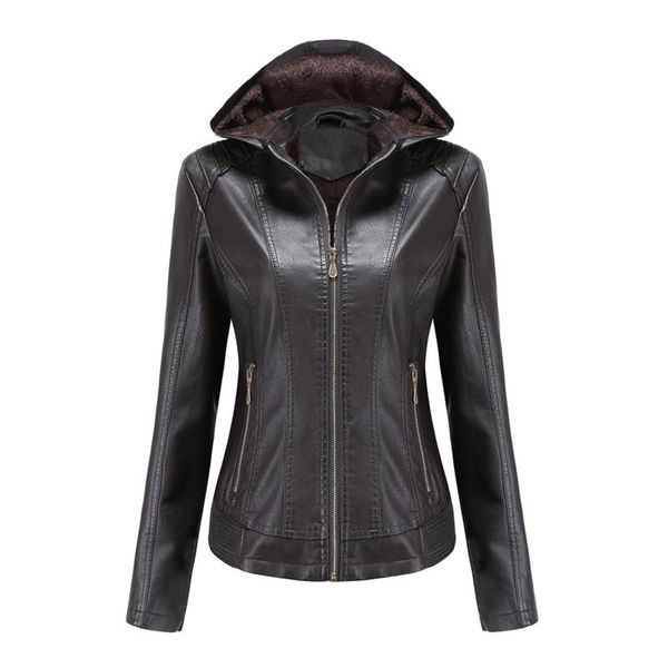 jackets women autumn winter black faux leather jackets detachable hood plush zipper basic coat motor biker jacket @40, Black;brown
jackets women autumn winter black faux leather jackets detachable hood plush zipper basic coat motor biker jacket @40, Black;brown