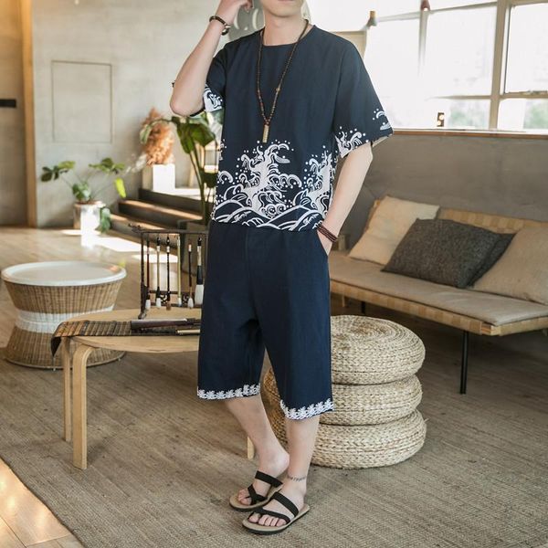 short sleeve shorts suit men's loose fashion chinese style summer kg-701, Gray
short sleeve shorts suit men's loose fashion chinese style summer kg-701, Gray