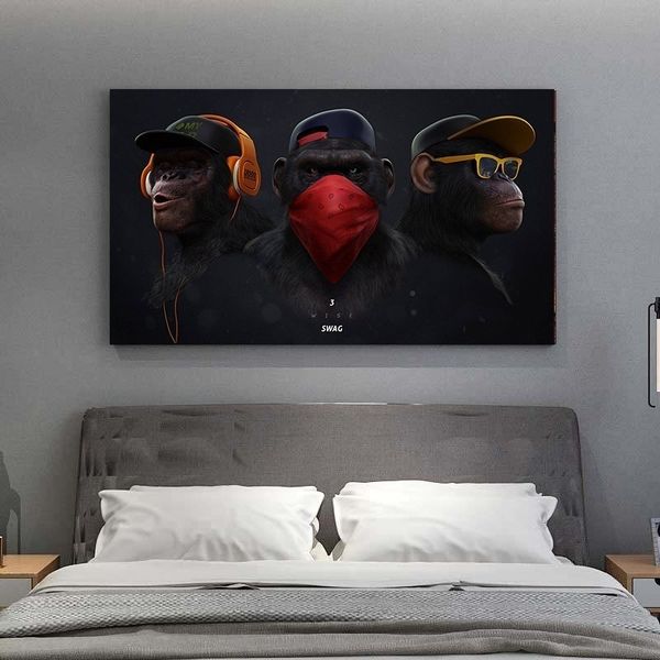 large size wall art animal canvas painting funny gorilla 3 wise monkey poster prints wall art picture for living room home decoration
large size wall art animal canvas painting funny gorilla 3 wise monkey poster prints wall art picture for living room home decoration
