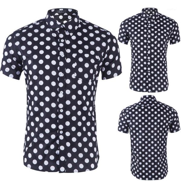 men shirt summer hawaiian shirt men's fashion dot printed blouse casual short sleeve slim men polyester casual1, White;black
men shirt summer hawaiian shirt men's fashion dot printed blouse casual short sleeve slim men polyester casual1, White;black