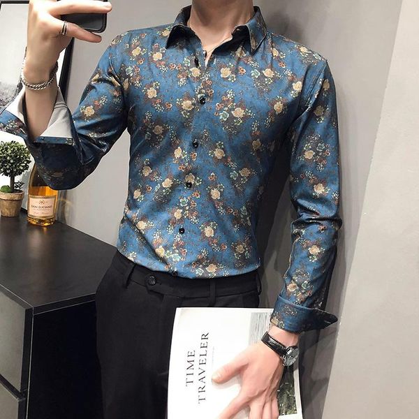 men's casual shirts button down denim blue floral for men long sleeve male retro clothes printed shirt streetwear v509, White;black
men's casual shirts button down denim blue floral for men long sleeve male retro clothes printed shirt streetwear v509, White;black