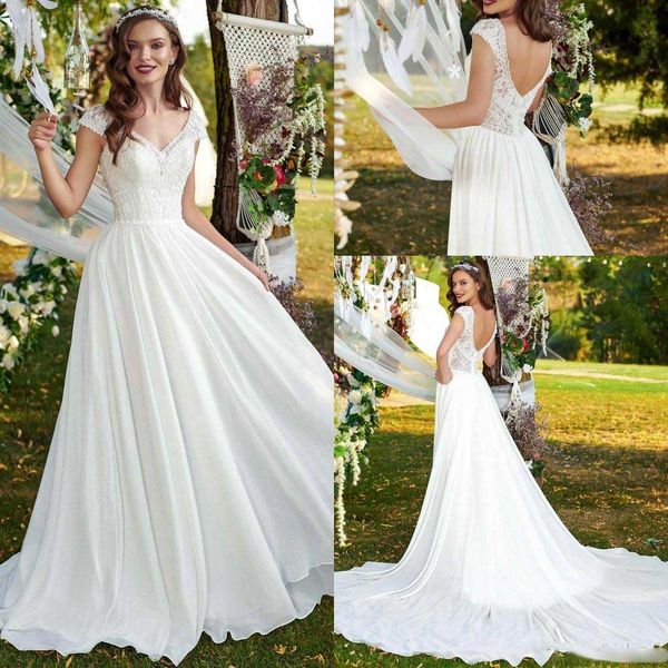 berta chiffon summer wedding dresses 2021 a line lace appliqued sweep train boho wedding dress v neck custom made abiti da sposa, White
berta chiffon summer wedding dresses 2021 a line lace appliqued sweep train boho wedding dress v neck custom made abiti da sposa, White