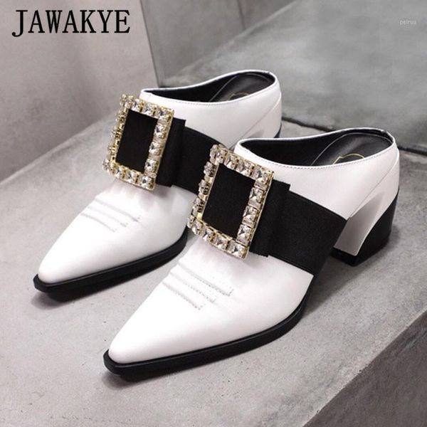 slippers british style real leather dress mules women slides big square crystal buckle point toe strange heel shoes women1, Black
slippers british style real leather dress mules women slides big square crystal buckle point toe strange heel shoes women1, Black