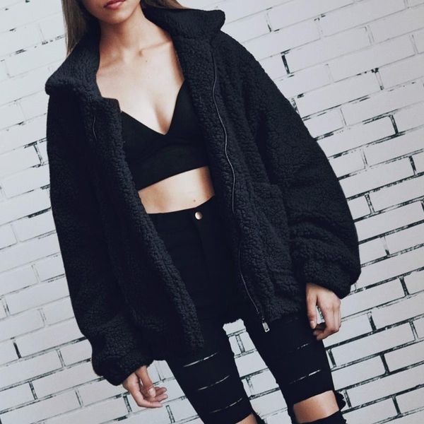 cozy oversized fleece coat faux shearling jacket winter boyfriend outerwear, Black;brown
cozy oversized fleece coat faux shearling jacket winter boyfriend outerwear, Black;brown