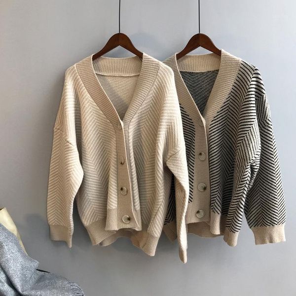 women's knits & tees 2021 women autumn spring v-neck knitted striped sweater coat cardigans long sleeve poncho sweaters pull femme1, White
women's knits & tees 2021 women autumn spring v-neck knitted striped sweater coat cardigans long sleeve poncho sweaters pull femme1, White