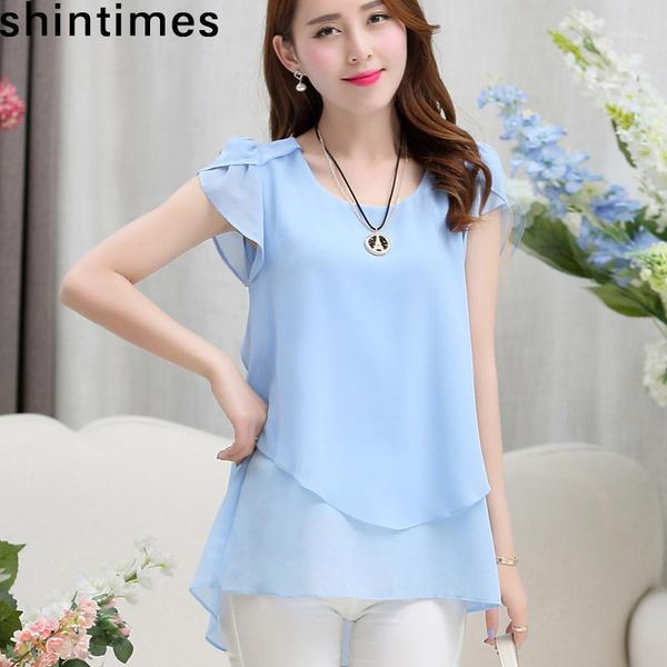 women's blouses & shirts shintimes 2021 summer women blouse loose shirt o-neck black chiffon female short sleeve plus size 5xl 1, White
women's blouses & shirts shintimes 2021 summer women blouse loose shirt o-neck black chiffon female short sleeve plus size 5xl 1, White