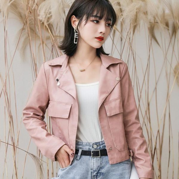 women's leather & faux spring women korean casual pu jacket female lapel sweet elegant jackets, Black
women's leather & faux spring women korean casual pu jacket female lapel sweet elegant jackets, Black