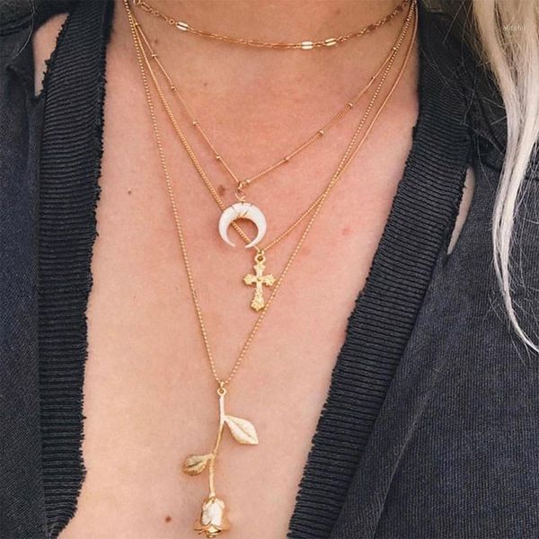 trendy alloy multilayer chain necklace moon rose cross pendant necklace for women everyday jewelry fashion decoration-3734421, Silver
trendy alloy multilayer chain necklace moon rose cross pendant necklace for women everyday jewelry fashion decoration-3734421, Silver