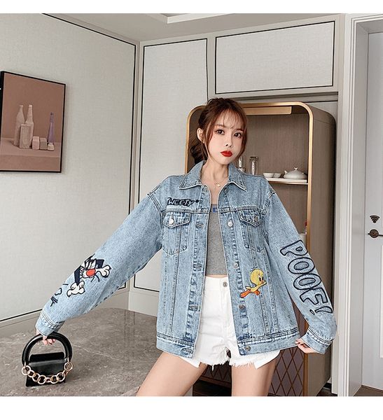 2021 jean female spring new loose single breasted embroidered standard korean manga cartoon fashion nz29 jacket an7c, Black
2021 jean female spring new loose single breasted embroidered standard korean manga cartoon fashion nz29 jacket an7c, Black