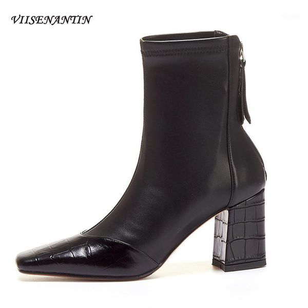 boots crocodile pattern stretch thin small square toe thick heel short high back zipper ankle botas de mujer1, Black
boots crocodile pattern stretch thin small square toe thick heel short high back zipper ankle botas de mujer1, Black