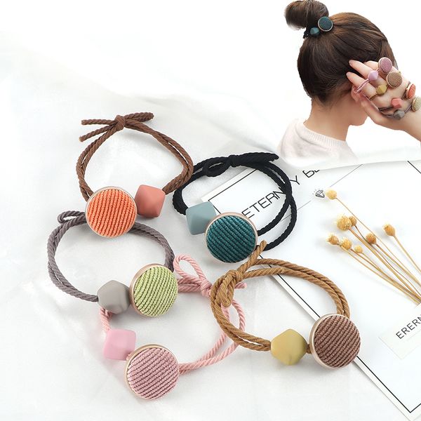 korean elegant rope scrunchie women round geometry buttons elastic hair rubber bands accessories for girls headdress holder
korean elegant rope scrunchie women round geometry buttons elastic hair rubber bands accessories for girls headdress holder