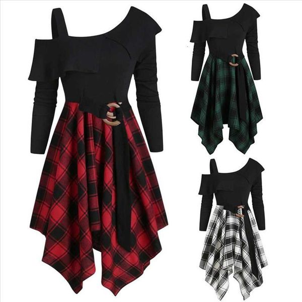 party dress womne dress plaid skew neck belted handkerchief irregular dresses plus size dresss vestidos robe femme#40, Black;gray
party dress womne dress plaid skew neck belted handkerchief irregular dresses plus size dresss vestidos robe femme#40, Black;gray