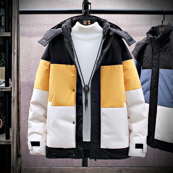 hoo 2020 men's new winter three-color stitching loose cotton coat trendy teen warm padded hooded cotton coat, Black
hoo 2020 men's new winter three-color stitching loose cotton coat trendy teen warm padded hooded cotton coat, Black