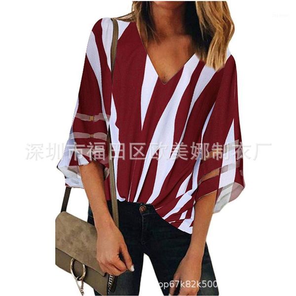 2020 new style european and american women's selling v-neck mesh panel bell sleeve striped printed shirt1, White
2020 new style european and american women's selling v-neck mesh panel bell sleeve striped printed shirt1, White