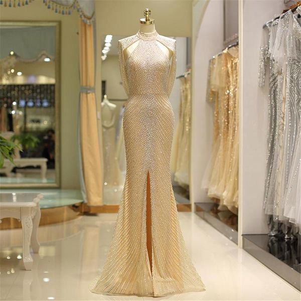 stunning formal celebrity dresses high neck backless sequins beaded mermaid party evening gowns side split woman robe de1, Black
stunning formal celebrity dresses high neck backless sequins beaded mermaid party evening gowns side split woman robe de1, Black