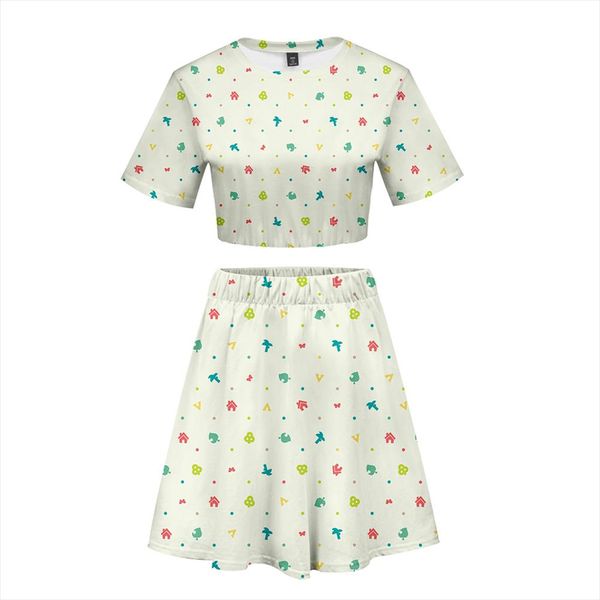 cartoon animal crossing trendy style women two piece set summer short sleeve crop skirt suitable casual streetwear clothes, Gray
cartoon animal crossing trendy style women two piece set summer short sleeve crop skirt suitable casual streetwear clothes, Gray