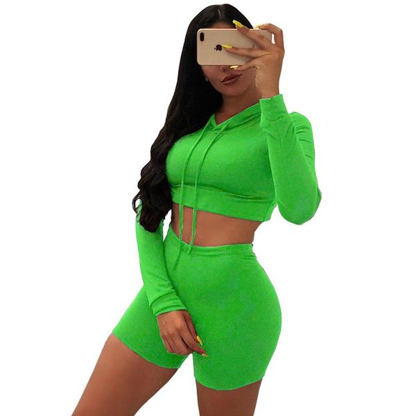 2020 fitness solid bandage tracksuit women lounge wear hoodie crop with biker shorts two piece set outfit jogging femme, Gray
2020 fitness solid bandage tracksuit women lounge wear hoodie crop with biker shorts two piece set outfit jogging femme, Gray
