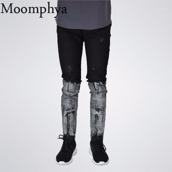 2018 men distressed ripped holes jeans zipper hip hop jeans men straight slim fit skinny biker ripped for1, Blue
2018 men distressed ripped holes jeans zipper hip hop jeans men straight slim fit skinny biker ripped for1, Blue