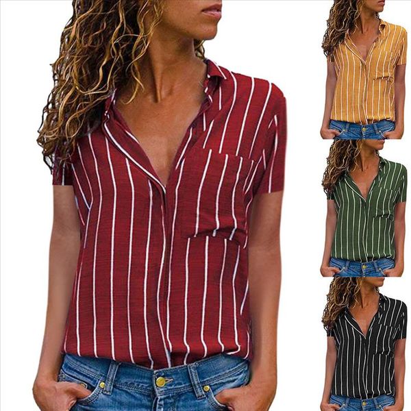 long sleeve shirt women casual striped printing short sleeve womens shirt blouse button down casual ladies summer, White
long sleeve shirt women casual striped printing short sleeve womens shirt blouse button down casual ladies summer, White