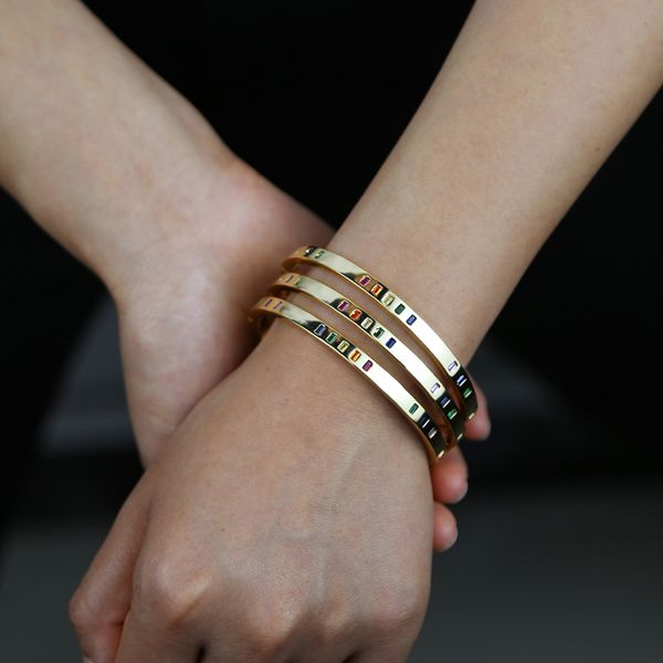 classic bling cz baguette rainbow colorful cubic zirconia bangle bracelet for women lady wedding party jewelry large size 60mm wholesale, Golden;silver
classic bling cz baguette rainbow colorful cubic zirconia bangle bracelet for women lady wedding party jewelry large size 60mm wholesale, Golden;silver