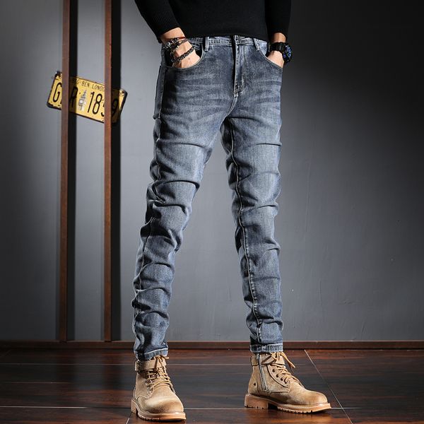 2021 new korean style fashion men jeans retro elastic slim fit casual denim trousers streetwear vintage designer cotton pencil pants nmd0, Blue
2021 new korean style fashion men jeans retro elastic slim fit casual denim trousers streetwear vintage designer cotton pencil pants nmd0, Blue