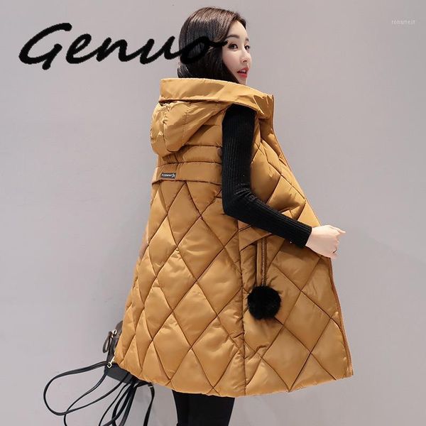 autumn winter vest women waistcoat 2019 new fashion female sleeveless jacket hooded warm long vest cotton feminino plus size1, Black;white
