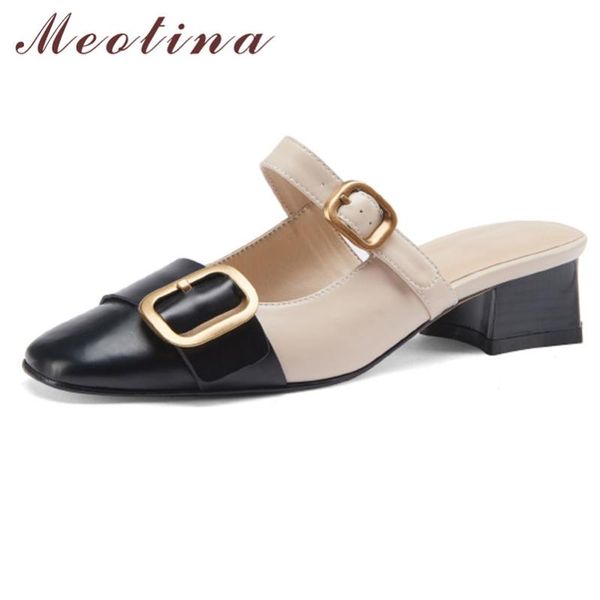 meotina women mules shoes buckle genuine leather chunky heels pumps round toe mid heels casual footwear ladies leisure shoes 39, Black
meotina women mules shoes buckle genuine leather chunky heels pumps round toe mid heels casual footwear ladies leisure shoes 39, Black