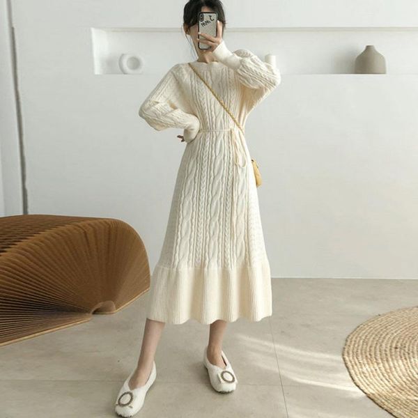 new autumn winter vintage thicken warm midi dresses women long sleeve tie up knitted sweater1, Black;gray
new autumn winter vintage thicken warm midi dresses women long sleeve tie up knitted sweater1, Black;gray