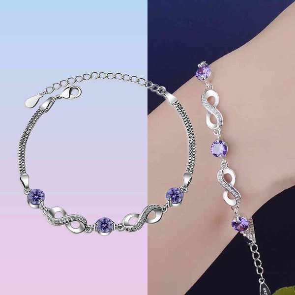 trendy silver color infinity love bracelet purple crystal chain and link bracelets for women jewelry anniversary gift, Golden;silver
trendy silver color infinity love bracelet purple crystal chain and link bracelets for women jewelry anniversary gift, Golden;silver