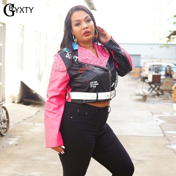 women's jackets gbyxty plus size 5xl rivet moto jacket coat contrast color punk pu leather cropped belt women zipper basic zl635, Black;brown
women's jackets gbyxty plus size 5xl rivet moto jacket coat contrast color punk pu leather cropped belt women zipper basic zl635, Black;brown