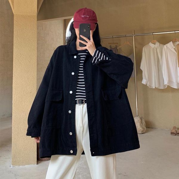 women's jackets black denim coat boy friend fashion loose large size women cotton jacket long sleeves single breast korean, Black;brown
women's jackets black denim coat boy friend fashion loose large size women cotton jacket long sleeves single breast korean, Black;brown