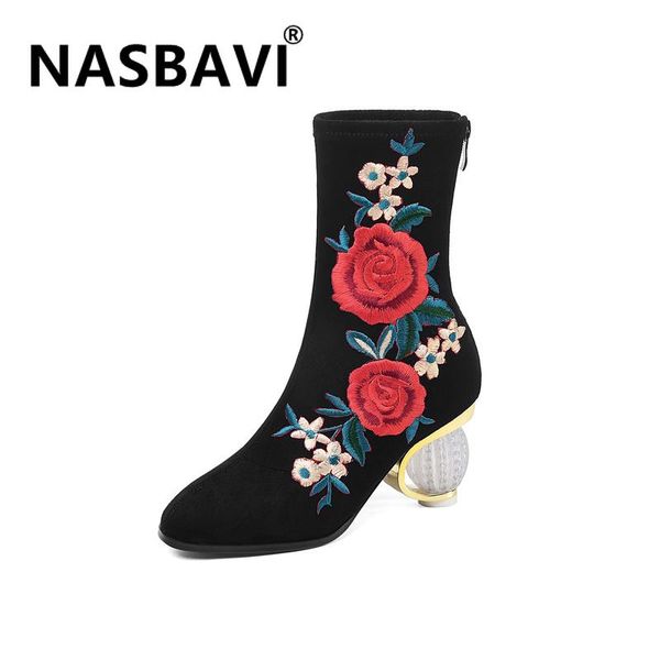 women high heel boots zip up square toe shaped heel women's spring autumn block heels embroidered boots botas femininas, Black
women high heel boots zip up square toe shaped heel women's spring autumn block heels embroidered boots botas femininas, Black