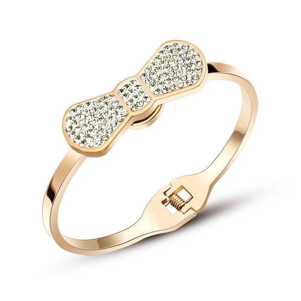 bangle fashion gold color stainless steel couple bracelets with cubic zirconia luxury jewelry 2021 charms bow knot bangles for women, Black
bangle fashion gold color stainless steel couple bracelets with cubic zirconia luxury jewelry 2021 charms bow knot bangles for women, Black
