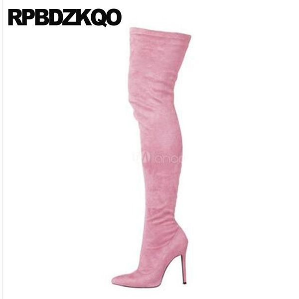high heel shoe pointed toe thigh big size exotic dancer pole dancing stiletto suede slim women boots stretch over the knee 12 44, Black
high heel shoe pointed toe thigh big size exotic dancer pole dancing stiletto suede slim women boots stretch over the knee 12 44, Black