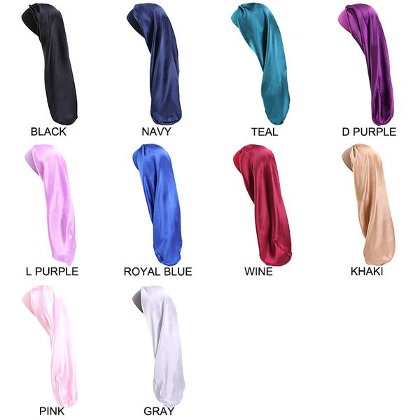 hair bonnet silk designer satin long bonnet luxury 10 colors for women with wide elastic band, Blue;gray
hair bonnet silk designer satin long bonnet luxury 10 colors for women with wide elastic band, Blue;gray