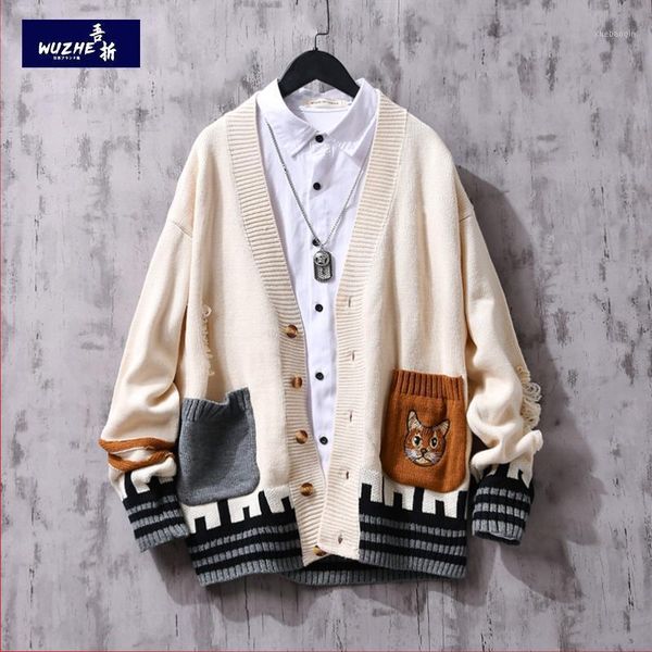 japanese harajuku man sweaters casual loose cardigan crop long sleeve man sweaters pull hiver men's clothing db60my1, White;black
japanese harajuku man sweaters casual loose cardigan crop long sleeve man sweaters pull hiver men's clothing db60my1, White;black