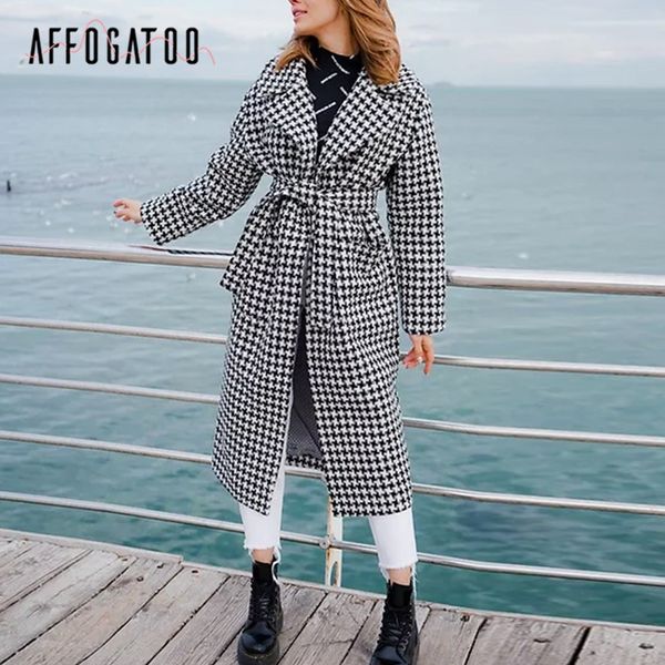 affogato notched plaid woolen straight long coat houndstooth streetwear belt with pocket drop-shoulder sleeve outwear autumnx1020, Black
affogato notched plaid woolen straight long coat houndstooth streetwear belt with pocket drop-shoulder sleeve outwear autumnx1020, Black