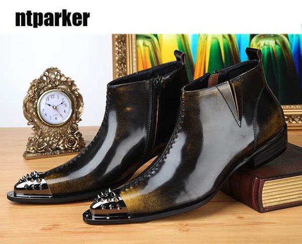 british fashion point man boots high tide help steel-toed leather short boots man rock personality, Black
british fashion point man boots high tide help steel-toed leather short boots man rock personality, Black