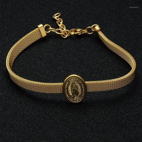 bangle gold color stainless steel virgin mary link chain bracelets bangles for women catholic jewelry1, Black
bangle gold color stainless steel virgin mary link chain bracelets bangles for women catholic jewelry1, Black