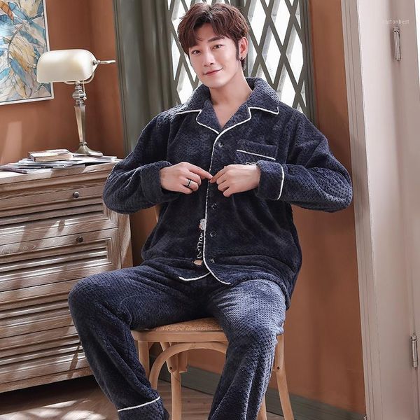 men's sleepwear winter thick flannel pajamas cardigan lapel young and middle-aged large size loose warm home service two-piece suit1, Black;brown
men's sleepwear winter thick flannel pajamas cardigan lapel young and middle-aged large size loose warm home service two-piece suit1, Black;brown