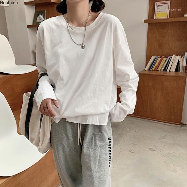 women's t-shirt houthion women fashion casual temperament spring and autumn loose slim all-match solid color long sleeve round neck1, White
women's t-shirt houthion women fashion casual temperament spring and autumn loose slim all-match solid color long sleeve round neck1, White